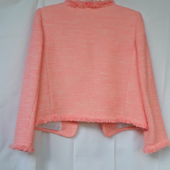 Alice + Olivia Kidman Tweed Jacket Pink Boxy Crop - Picture 6 of 7